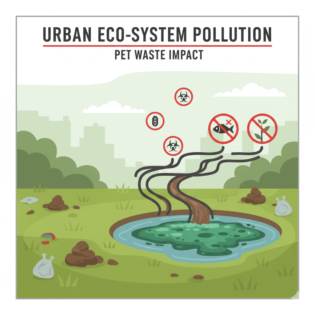 Pollution and bacteria showing the environmental impact of pet waste on urban ecosystems